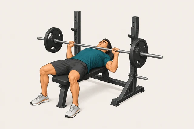 MilliMark’s existing AI-generated illustration of a barbell bench press.